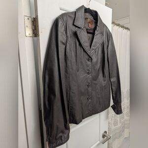 Danier Classic Dk Brown Leather Button-Up Jacket